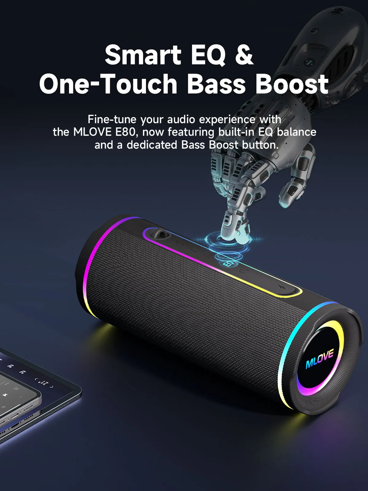 مكبر صوت بلوتوث محمول MLOVE E8 - مراجعة Portable Bluetooth Speaker Waterproof Ipx7 وسعره