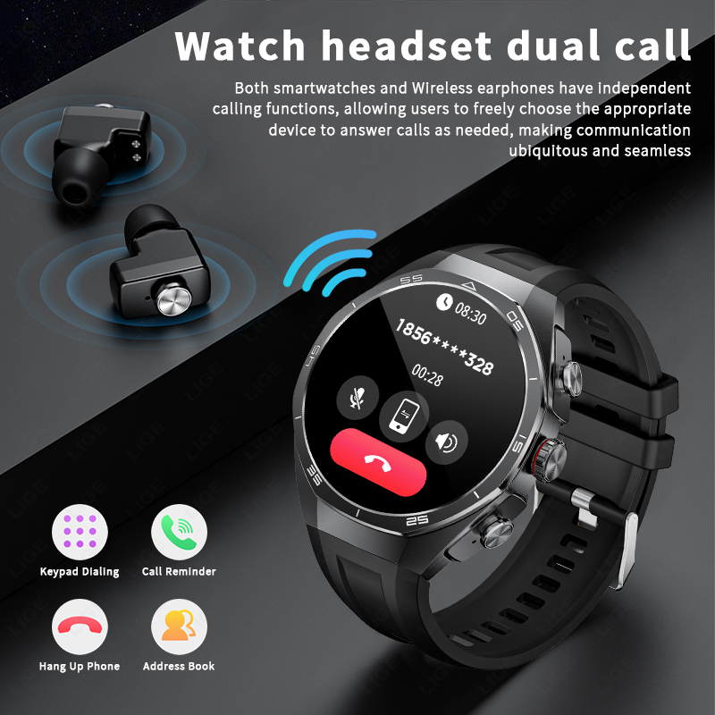ساعة ذكية من LIGE مع سماعات رأ - مراجعة Tws Earbuds Bluetooth 5.3 وسعره