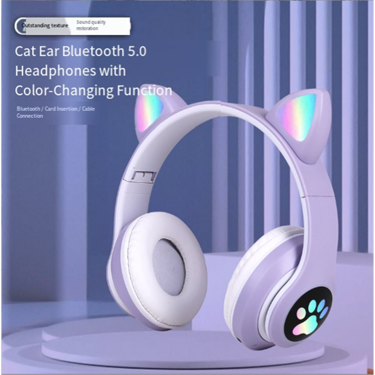 سماعة رأس لاسلكية DT90 جديدة ب - مراجعة Cat Ear Bluetooth Headset Led وسعره