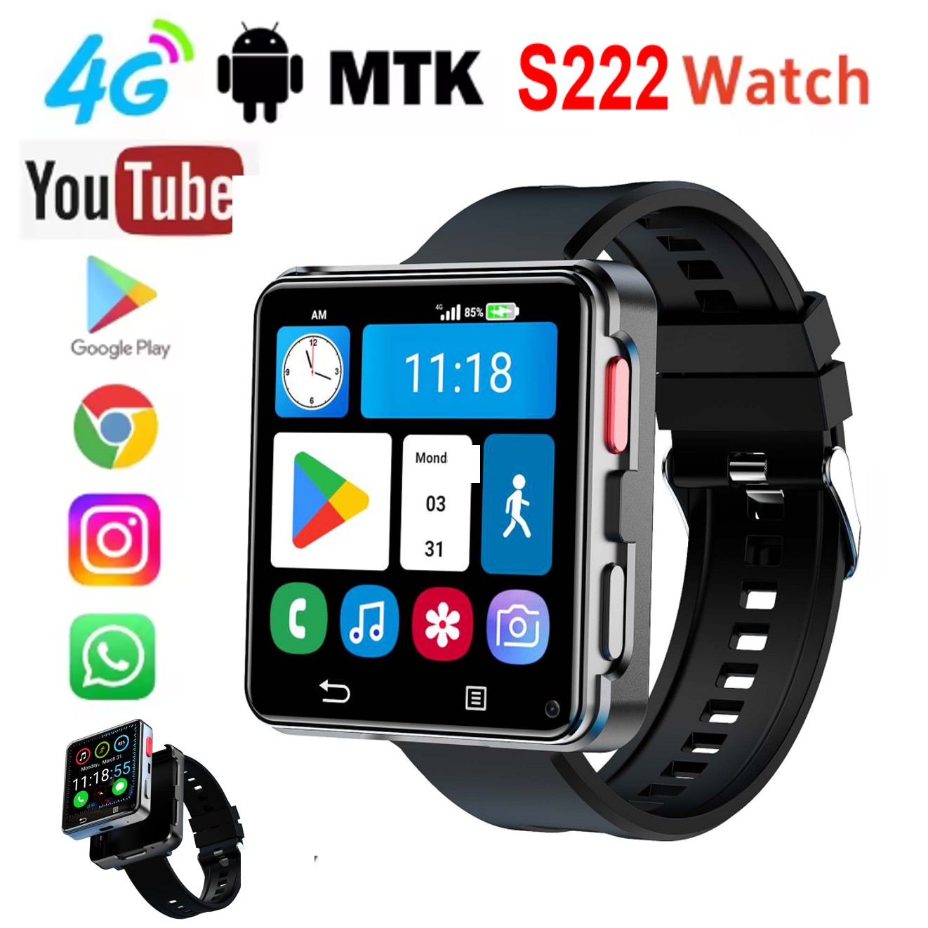 ساعة ذكية S222 تدعم بطاقة SIM  - مراجعة Smartwatches وسعره