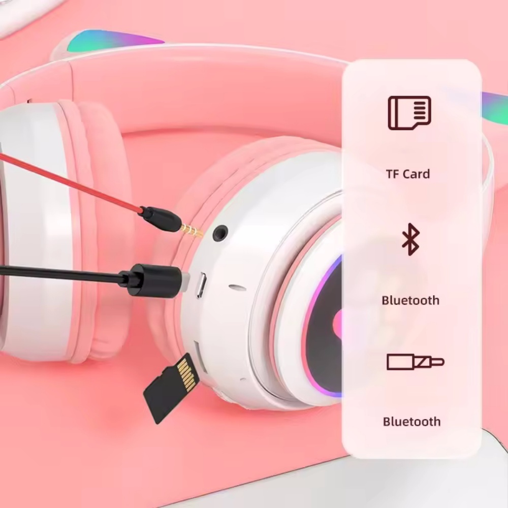 سماعات رأس لاسلكية بتصميم آذان - مراجعة Cat Ear Bluetooth Headset Led وسعره